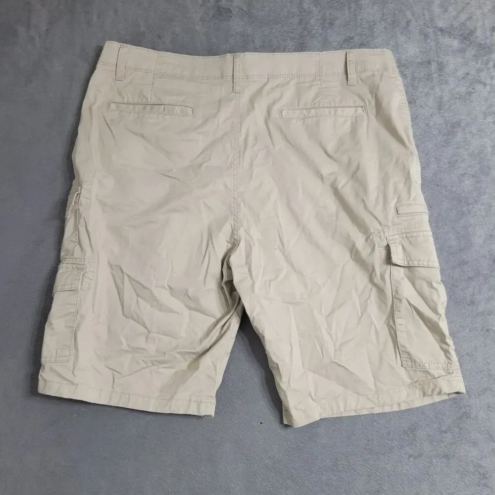 Wrangler Iron Cargo Shorts Mens Size‎ 38 Beige Tan Comfort Waist Strap